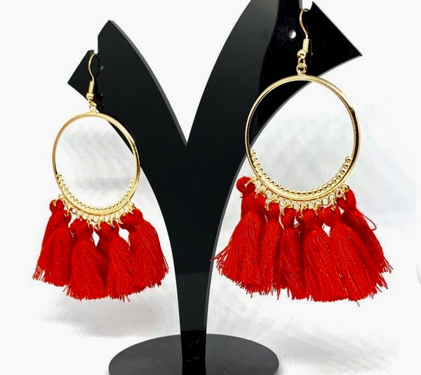 Bohemian Tassel Earring - Red