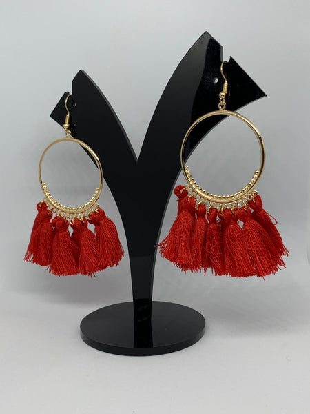 Bohemian Tassel Earring - Red