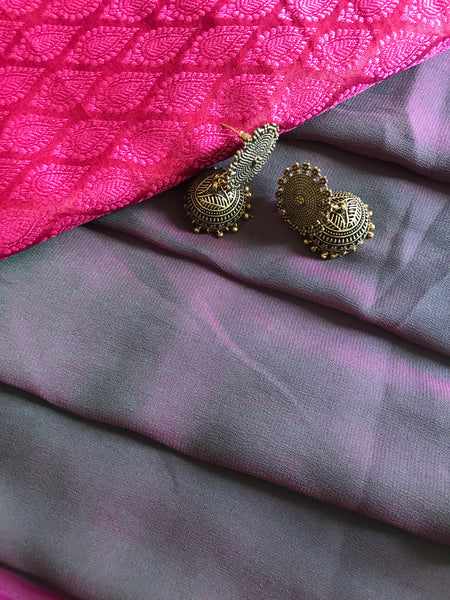 Ethnic & Elegance - Amethyst Smoke Saree