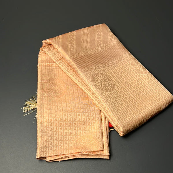 Copper White Soft Cotton Silk Saree