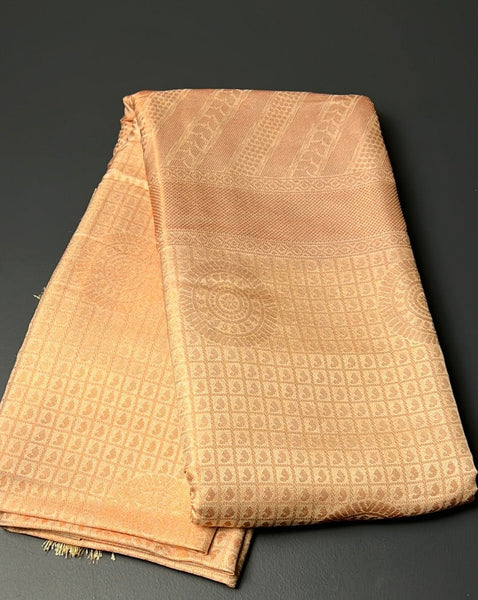 Copper White Soft Cotton Silk Saree