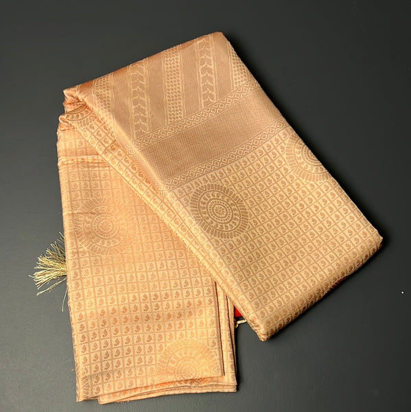 Copper White Soft Cotton Silk Saree