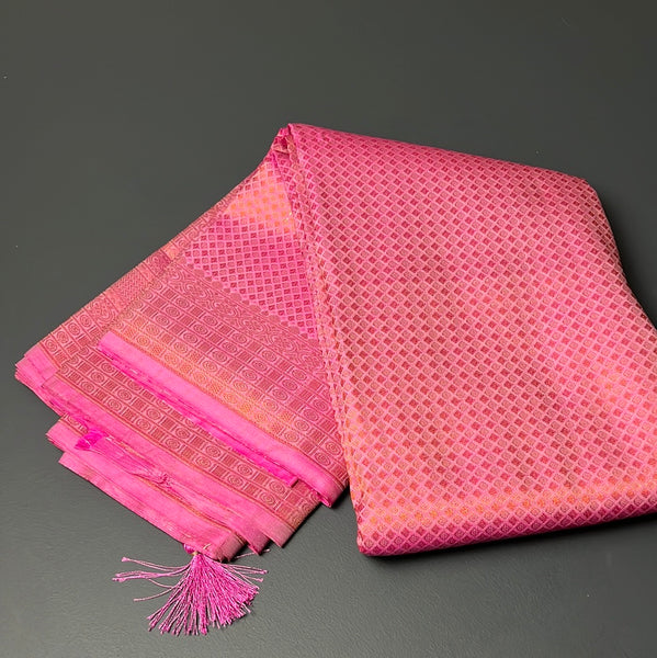 Light Coral Pink Pure Kancheepuram Silk