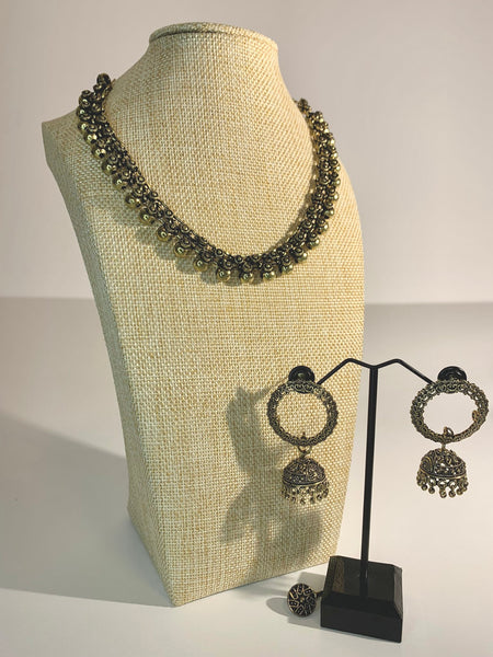 Oxidized Gold Necklace 3 pcs Set