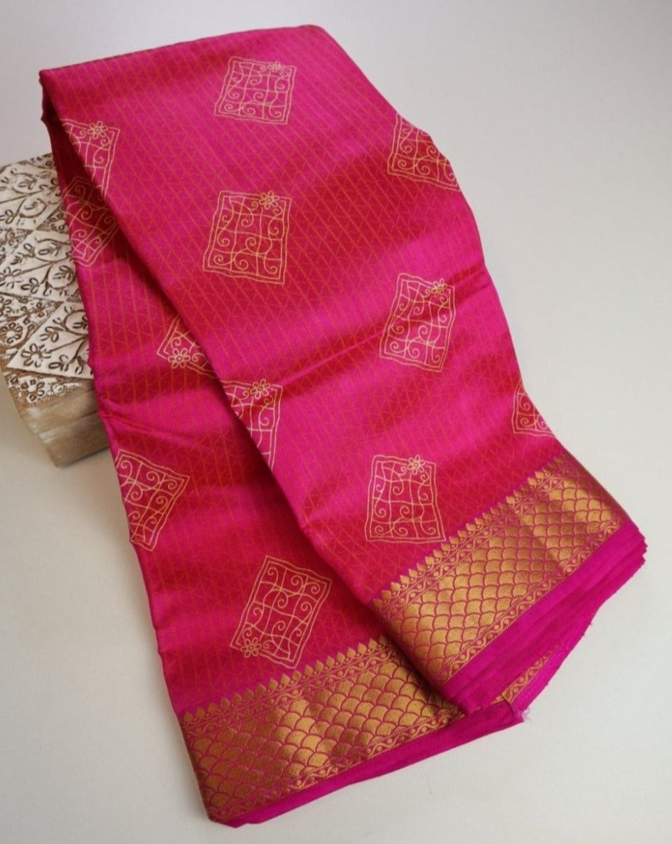 Fuchsia Cotton Silk Saree