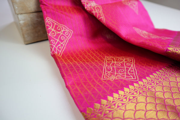 Fuchsia Cotton Silk Saree