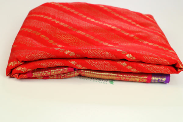 Chillie Red and Purple Contrast Silk Saree