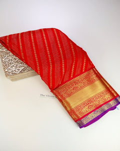 Chillie Red and Purple Contrast Silk Saree