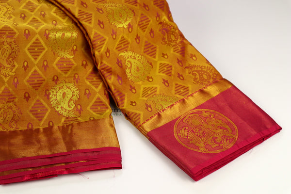 Bronze x Pink Border Silk Pattu