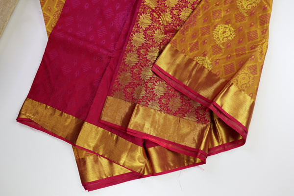 Bronze x Pink Border Silk Pattu