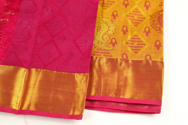 Bronze x Pink Border Silk Pattu