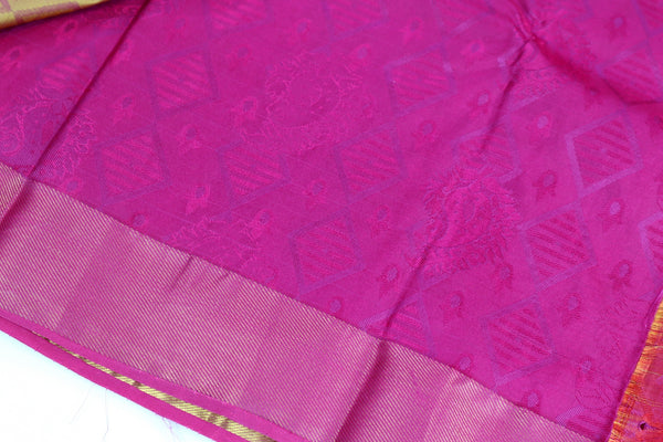 Bronze x Pink Border Silk Pattu