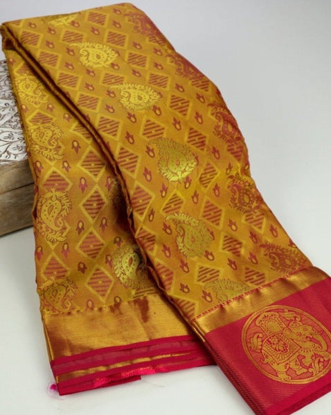 Bronze x Pink Border Silk Pattu