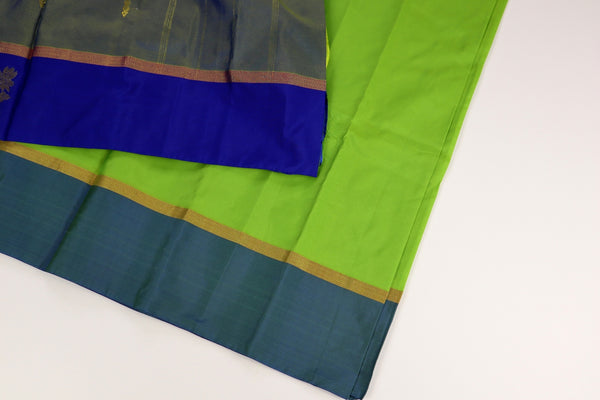 Light Green x Dark Blue Contrast Saree