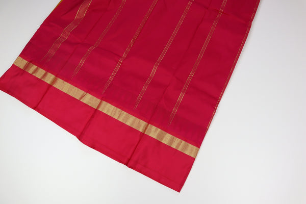 Ochre Yellow x Pink Border Cotton Silk Saree