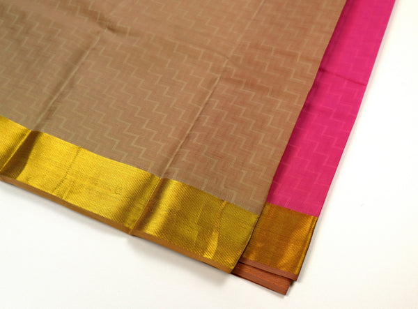 Raspberry Pink x Gold border Silk Saree