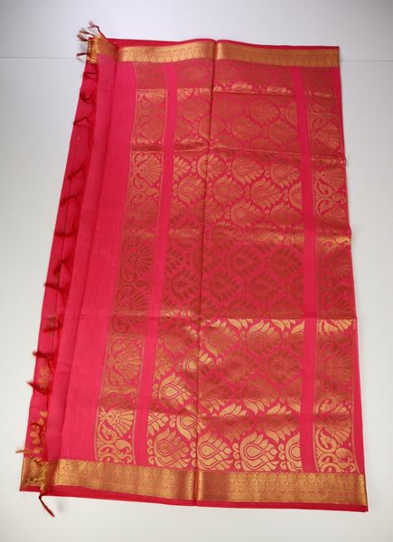 Carmin Pink Soft Cotton Saree