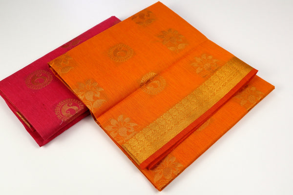 Tangerine Soft Cotton Saree