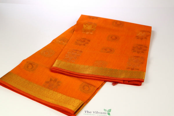 Tangerine Soft Cotton Saree