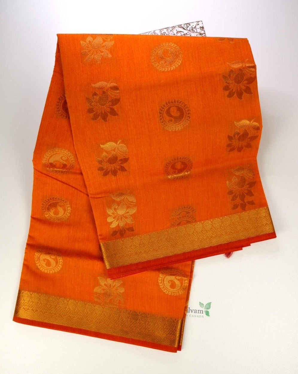 Tangerine Soft Cotton Saree