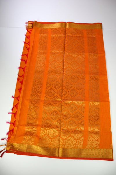 Tangerine Soft Cotton Saree