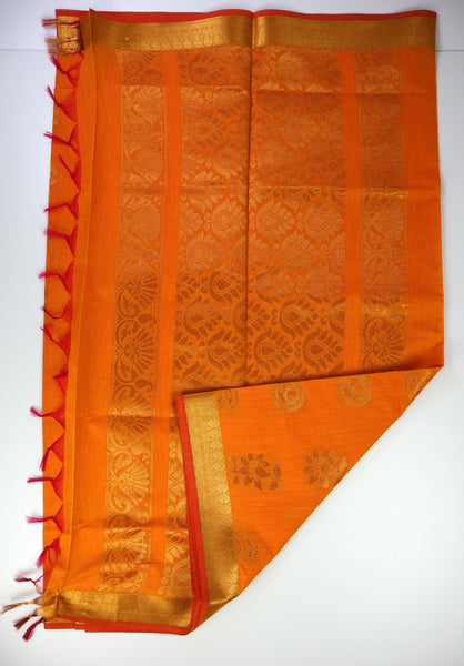 Tangerine Soft Cotton Saree