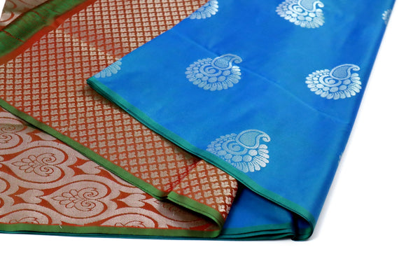 Azure Blue Soft Silk Saree