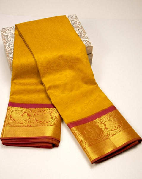 Mustard Yellow Silk Saree