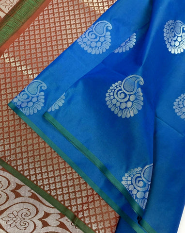 Azure Blue Soft Silk Saree