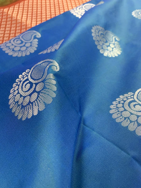 Azure Blue Soft Silk Saree