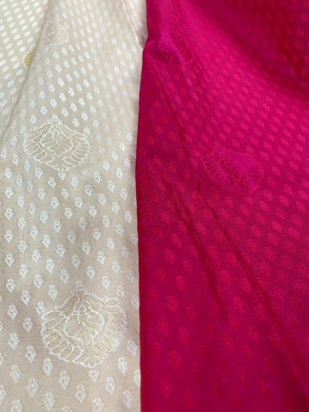 Pearl White x Pink Soft Silk Saree