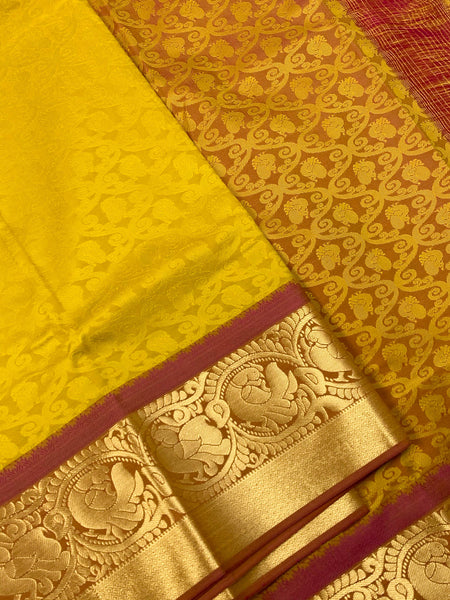 Mustard Yellow Silk Saree