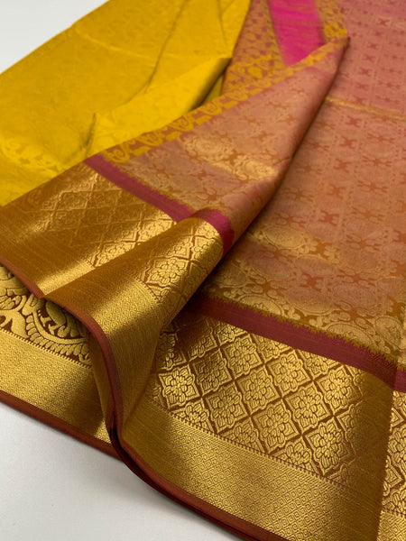 Mustard Yellow Silk Saree