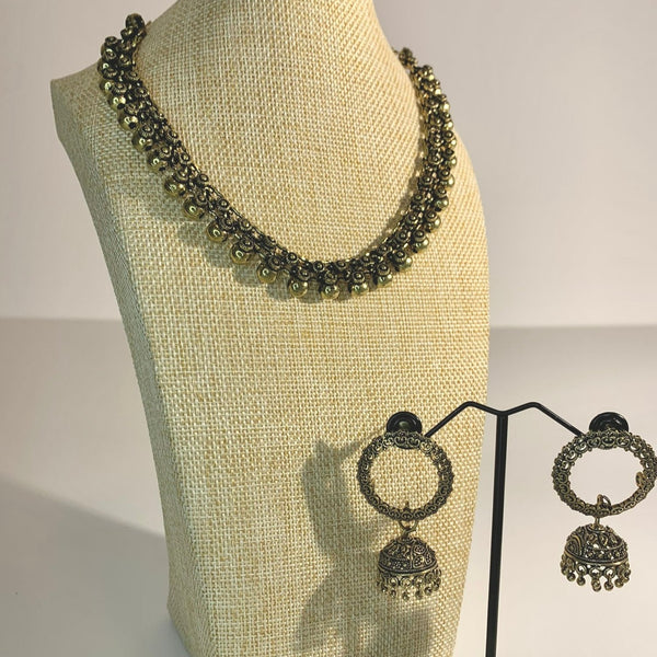 Oxidized Gold Necklace 3 pcs Set