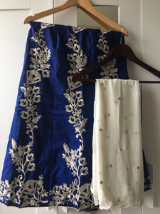 Royal Blue Designer Lehenga with Ivory Duppatta
