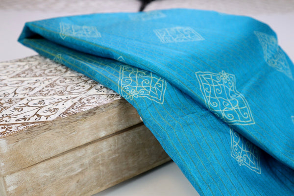 Sea Blue Soft Cotton Saree